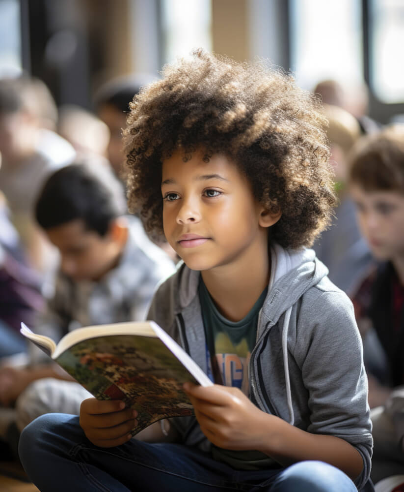 Boy reading book 