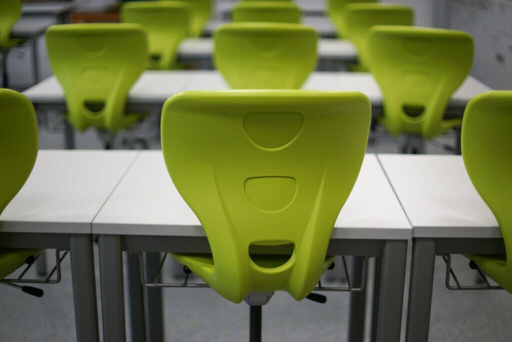 classroom chairs and tables