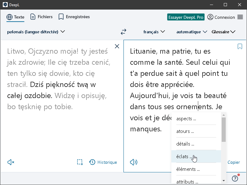 Interface DeepL 